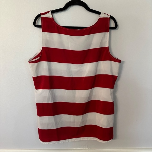 Ann Taylor Loft Women’s Scoop Neck Red & White Stripe Sleeveless Top Sz XL GUC - Picture 6 of 6